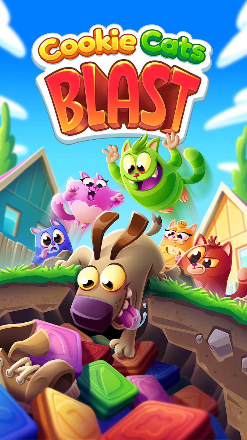 Rozmyta dekoracja z ekranu tytułowego Cookie Cats Blast